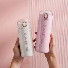 1 Stück isolierter Becher 320ml/420ml/10,8-14,2oz, Strohhalm vakuumisolierter Becher, große Kapazität tragbare Erbsensuppe Wasserflasche, einfacher, stilvoller Studentenwasserbehälter, auslaufsicher Reisekrug aus doppelwandigem Edelstahl, hält Getränk stundenlang heiß/kalt, Rückkehr zur Schule