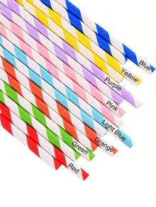 25pcs Glitter Bow Decor Straws, Cute Cartoon Stripe Paper Straws,Tableware For Kitchen Dining Supplies Birthday Party Wedding Gender Reveal Bridal Shower Decorations Party Supplies,School Supplies - Multicolor - View 9