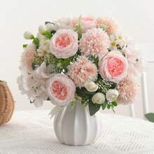 3 Bunches Artificial Peony Hydrangea & Chrysanthemum Bouquet, Real Touch Faux Flowers, Bridal Hand Bouquet,Home Office Decor, Flower Arrangements Artificial Centerpiece, Outdoor Garden Yard Wedding Birthday Bridal Shower Decor,Fall Decor,Autumn