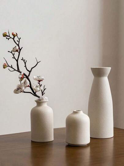 1pc/Beige Vase Set 3/1 Small Vases ation, Moderne Bohemian Cottage Home Reed Dried Flowers ative Vase, Creative St Table, Bookshelf, Entryway Vintage Mor Craft Display TV Cabinet Zachte ation Beige Birthday Graduation Room Flower Glass