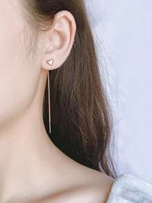 2 Peças Brincos de Corrente Dourada em Forma de Coração Simples e Elegantes, Brincos com Borla em Forma de Coração Minimalista, Joias da Moda para Meninas