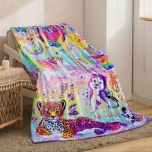 1pc Whimsical Unicorn & Cheetah Print,Colorful And Cute Animals Fleece Blanket - Soft, Lightweight & Durable Flannel Throw With Vibrant Rainbow Colors, 280gsm For Him And Her, Perfect For Naps, Camping, Travel, Home, Daily, Office Decoration, Birthdays Anniversary, Valentine's Day, Thanksgiving Day, Christmas, Halloween, Mother's Day, Father's Day, Wedding, New Year Gifts, Personalized Ideal Gifts For Her, Him, Family, Boyfriend, Girlfriend, Father, Family, Mother, Lover, Daughter, Son, Grandpa, Grandma, Friend, Classmate, Pet. Sofa,Bed,Car,Bedroom,Living Room,Office,  Outdoor Camping, Beach,Wall Decoration - Nhiều màu - Xem 4
