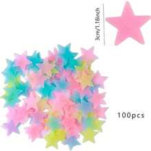 100 piezas de pegatinas de estrellas que brillan en la oscuridad - Reutilizables, decoraciones de pared y techo autoadhesivas de plástico, adecuadas para dormitorios y salas de estar, superficie mate multicolor, sin necesidad de baterías, diseño clásico para decoración del hogar de niñas, adhesivo de pared para decoración del hogar