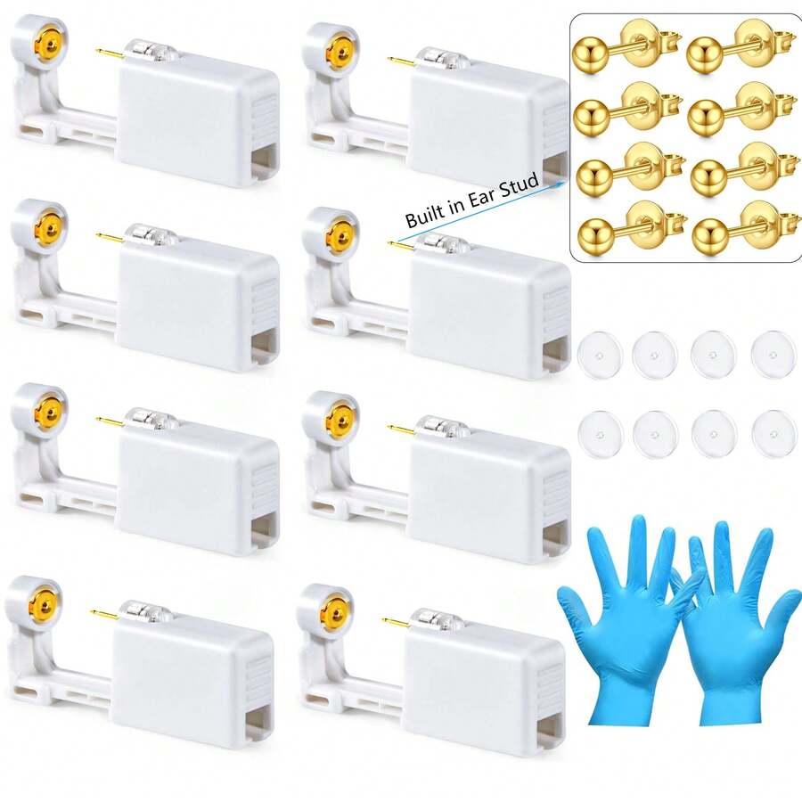 Ear Piercing Kit,Disposable Ear Piercing Gun With Built In 3mm Golden Ear Stud For Women,At Home Self Ear Piercer Kit - White - View 1