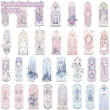 Set de 5/10/15/20/30 Marcapáginas con diseño de castillo de princesa al azar, románticos marcapáginas de papel con dibujos animados decorativos para la lectura