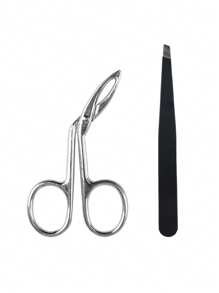 New Stainless Steel Multi-Function Curved Eyebrow Tweezers, Scissor Tweezers Facial Hair Eyebrow Removal Tool, 2/3pcs Set Suitable For Men And Women