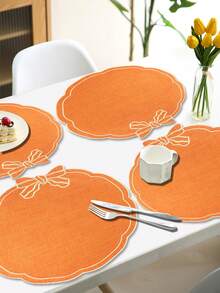 1/2/4 peças de jogos americanos de tecido com laço festivo, adequados para decoração de mesa de festa de casamento, jogos americanos com estampa dourada de PVC, tapetes para máquina de café, almofadas de isolamento térmico antiderrapantes para festa de casamento, celebrações de feriados, piqueniques, banquetes de aniversário