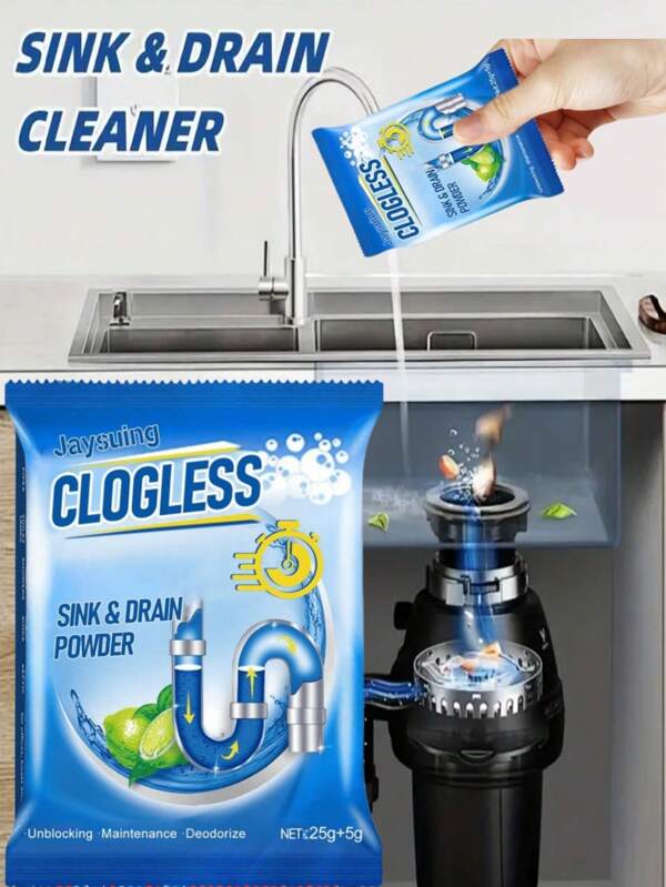 Jaysuing Drain Pipe Blockage Removal Powder Sewer Toilet Kitchen Blockage Pipe Dredging Cleaning Powder