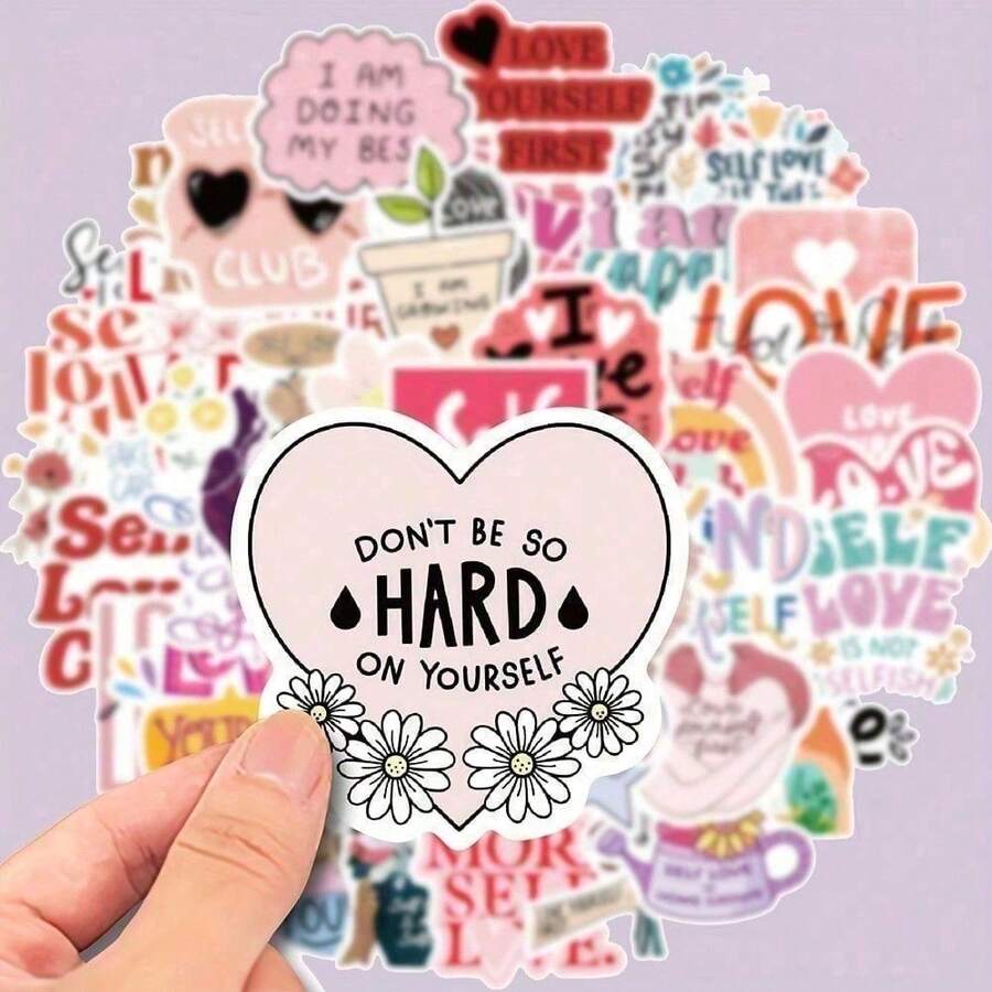 50 件自爱自我护理贴纸、涂鸦装饰贴纸、防水乙烯基贴纸、水瓶、汽车杯、电脑吉他、自行车、摩托车、滑板、行李日记、DIY 剪贴簿贴纸包、男孩和女孩的礼物、爱心烘焙贴纸、杯子贴纸、200 张贴纸、自爱、工艺、Kindle 贴纸学校用品、返校 - 50個 - 查看 1