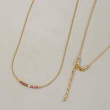 1 Stück buntes Boho Glas Perlen & goldene Kette Halskette, modischer vielseitiger Schmuck für Frauen
