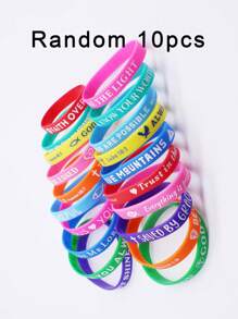 5pcs/10pcs/20pcs Set Assorted Color Bible Verse & Inspirational Phrase Silicone Bracelets, Suitable For Daily Wear And Gift-Giving