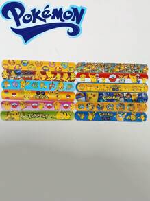 pokemon 1/12pcs Cartoon Slap Bracelet, 12 Unique Designs, Fun Party Favors And Holiday Decorations, Perfect For Birthday Parties, Events And Celebrations, Colorful Slap Bracelet With Cute Patterns, Suitable For All Ages Birthday Gift Toy,