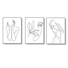 3pcs Modern Abstract And Sexy Female Facial Lines, Wall Arts, Canvas Printing Posters, Optional Frame Hanging Paintings, Living Room Or Student Dormitory Decoration ,Wall Art With Frame