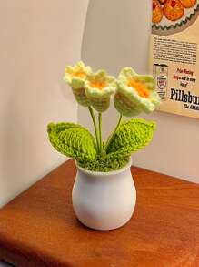 1PC Crochet Flower Pot, Daisy Tulips And Forget Me Not Small Potted Flowers, Gifts For Mom Wife On Mothers Day Valentines, Cute Desk Decor For Women Office Car Dashboard,Crochet Flowers Cute Little Potted Flower, Gift For Birthday, Teacher's Day, Graduation, Anniversary, Christmas, Decor For Car Dashboard,Home Office Decoration ,Halloween Gifts, Halloween Decorations,Bridal Wedding Decorations
