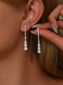Pendientes de cristal geométrico con borla brillante aptos para uso en fiestas de cumpleaños, bodas y ocasiones especiales de las damas