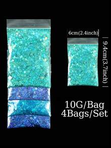 4 Packs Holographic Glitter Mix Set, Suitable For Letter Keychain Filler, DIY Crafts, Jewelry Making Materials - Multicolor - View 8