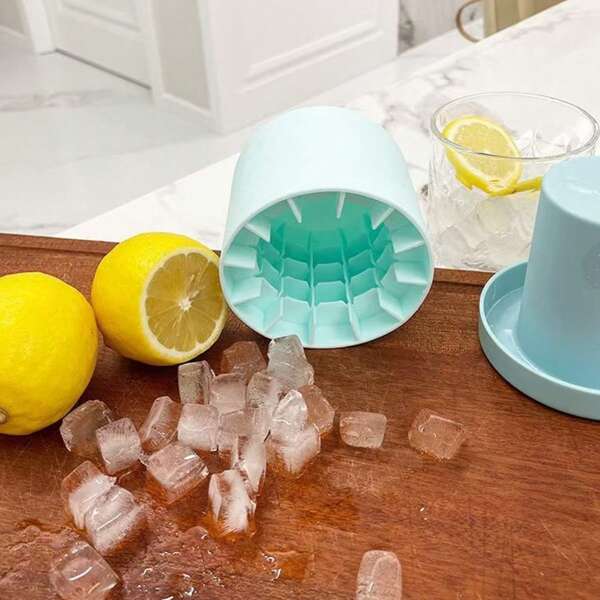 1 pieza Molde de cubitos de hielo redondo de silicona, cubo de hielo, molde de cubitos de hielo de liberación fácil, caja de almacenamiento de vasos de hielo