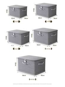 1pc Folding Storage Bin With Zipper And Handle, Beige Storage Box,Polyester Linen, Square, Lid Type,Solid And Tangible Multi-Purpose For Storing Clothing, Toys And Other Items, Upholstery, Bedroom Decor, Trim, Storage, Jeans