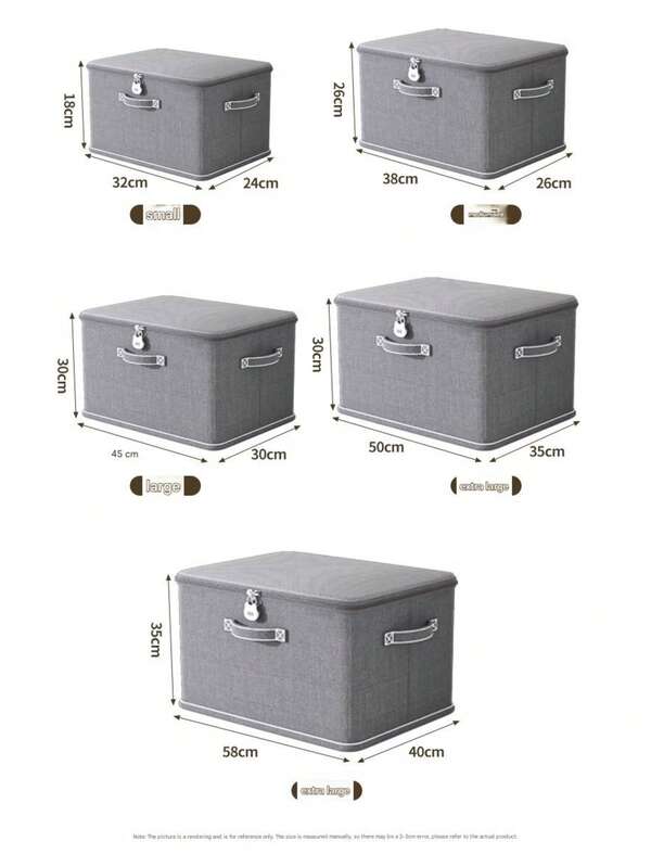 1pc Folding Storage Bin With Zipper And Handle, Beige Storage Box,Polyester Linen, Square, Lid Type,Solid And Tangible Multi-Purpose For Storing Clothing, Toys And Other Items, Upholstery, Bedroom Decor, Trim, Storage, Jeans