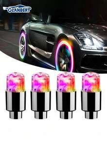 GLANBERT 4 件装新款汽车气门嘴 LED 轮胎灯双感装饰彩色车灯自行车摩托车电动车轮胎气门嘴盖氛围灯 - 彩色 - 查看 8
