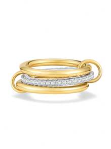 1 Set de Anillos de Mujer Chapados en Cobre con Circonita Artificial, Anillos Apilables Dorados Que no se Desvanecen, Mejor Joyería Decorativa para Señoras