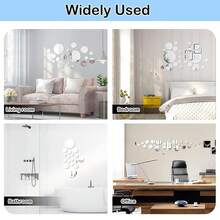 30/60pcs Round Wall Mirrors, 3D Mirror Wall Stickers Decor, Waterproof & Corrosion Resistant Removable, Artistic Round Decor, Self-Adhesive DIY Combination Wallpaper, Suitable For Home Bathroom/Living Room/Kitchen/Bedroom/Office/TV Background Wall, 3 5.5 8 15 Cm - Multicolor - View 10