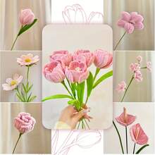 323Pcs Value Pack Pipe Cleaner Flowers Bouquets Decorations, Colorful Twist Stick DIY Handmade Hair Tie, Chenille Stems Bouquet Set, Includes 300 Pipe Cleaners, 20 Flower Sticks, 2 Tapes, 1 Ribbon - Upgraded Version DIY Craft Kit, Suitable For Mother's Day - Multicolor - View 8