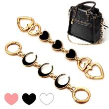 2 piezas Correas decorativas con forma de corazón y luna para cartera/bolso de mujer, de aleación de zinc de unicolor