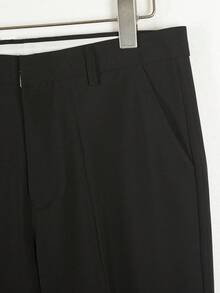 Pantalones formales de traje para hombre de corte recto y ajustado para uso profesional - Negro - Ver 9