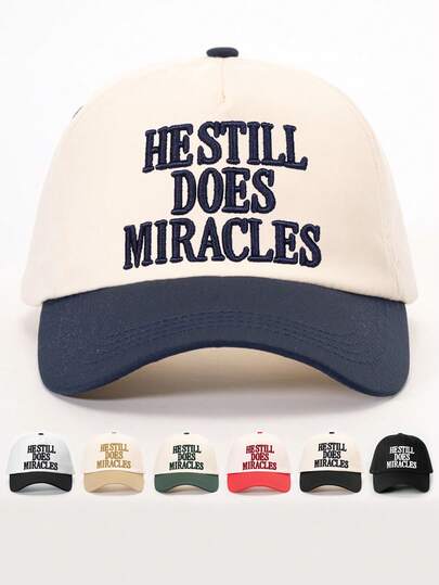 1pc Embroidered "HESTILL DOES" Color Block Baseball Cap, Adjustable Sun Protection Casual Hat Suitable For Spring/Autumn Travel, Versatile Sunshade Hat, Y2K Style For Youth