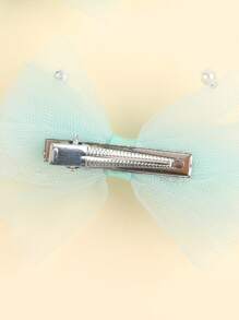 2PCS Pink Pearl Mesh Hair Bows Clip, Cute Princess Style Hair Accessory For Girls, Decorative Hair Accessory Hair Clip