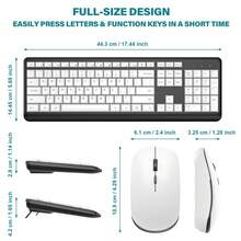 Fenisio 无线键盘和鼠标静音 2.4GHz 无线全尺寸 USB 鼠标组合符合人体工程学设计可折叠支架 3 DPI 可调适用于电脑笔记本电脑平板电脑 Windows Chrome OS 游戏玩家