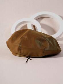 CHICVUE 1pc Unisex Y2K Style PU Beret Hat, Suitable For Outdoor Sports, Sun Protection, Commuting Gifts - Berets - View 11