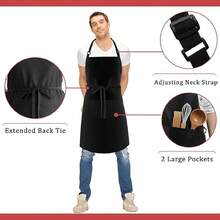 1pc Plus Size Chef Apron, Unisex Professional Apron For Cooking, Work, Baking - Multicolor - View 6