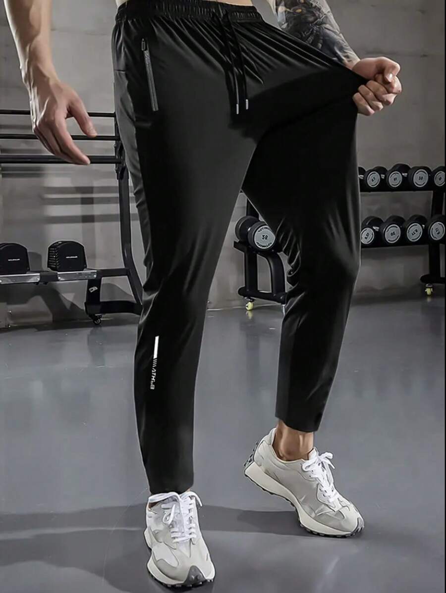 Pantalones deportivos para hombre, ligeros, transpirables y de secado rápido, con cordón en la cintura, bolsillos y cremallera, aptos para gimnasio, correr, entrenamiento al aire libre, baloncesto, fútbol, bádminton