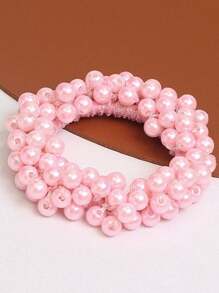 1/2pcs Faux Pearl Hair Ring Bracelet Dual Purpose Hair Tie For Women, Elegant Faux Pearl Hair Ring For Girls, Bracelet Dual Purpose Headstring, Hair Tie Accessories, Dongdaemun Hair Accessories, Headpiece Faux Pearl Hair Ring Solid Color Luxurious Elegant Romantic Sweet PS (Polystyrene) Hair Tie Hair Accessory Ponytail Holders Hair Elastics Hair Rubber Bands Scrunchies Hair Rope Elastic Hair Tie