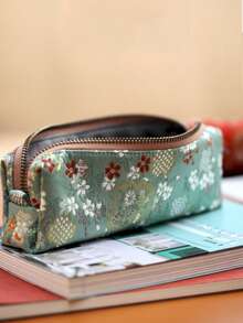 1pc Chinese Style Embroidered Pencil Case, High-Quality Stationery Box, Large Capacity, Elegant Gift For Students , Back To School Gifts - Multicolor - View 7