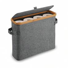 1 قطعة سلة تخزين من البامبو عالية الجودة ذات طراز بوهيمي مستطيلة الشكل بأقسام متعددة لتخزين مستلزمات الحمام، مناسبة لأنواع مختلفة من الغرف، سلة تخزين متعددة الوظائف للحمام والتخزين