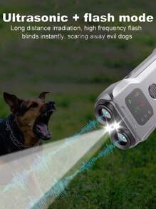 جهاز طارد الكلاب بالموجات فوق الصوتية الجديد، مدرب كلاب محمول عالي الطاقة، جهاز مضاد للنباح، طارد كلاب ثنائي الرأس بوضعي الموجات فوق الصوتية والوميض، مضاد للعض، طارد الكلاب