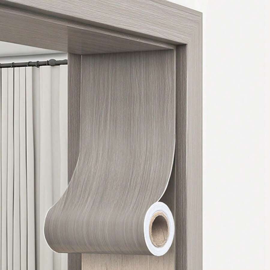 1 件 20cmx5m 自粘木纹修复贴纸，适用于门框 - 黑色乙烯基装饰覆盖胶带，适用于受损木材，易于使用，隐藏瑕疵，非常适合卧室或客厅装饰