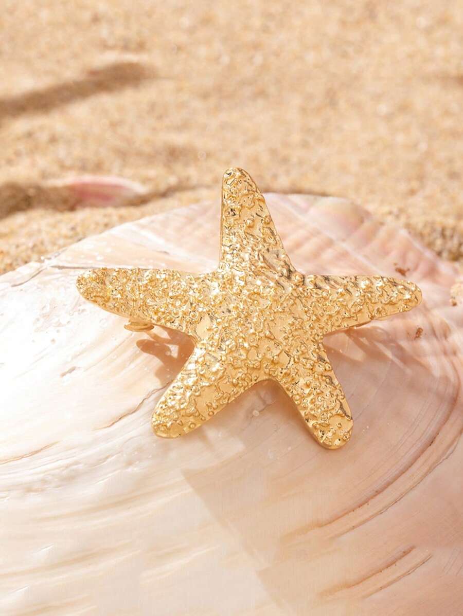 1 Pcs Stylish Starfish Torsion Clip Geometric Sidepiece Retro Metal Hair Clip - Gold - View 1