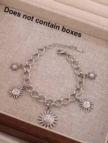 1Pc Summer Beach Stainless Steel Vintage Sun Charms Bracelets For Girl 18K PVD Plated Sunburst Smiling Sun Chain Bracelets Jewelry Suitable For Daily Wear By Women - Bracelet - View 2