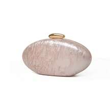 1pc Fashion Acrylic Glossy Egg-Shaped Crossbody Bag, European And American Style Evening Clutch Purse With Detachable Gold Chain For Wedding, Party, Vacation Gift - Pink - View 2