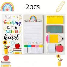 1pc/2pcs Teacher's Day Party Memo Book, Party Gifts, Cartoon Memo Sticks, Memo Set, Customized Self Adhesive Memos For Teachers, Office Supplies Convenience Stickers Combination, Teacher's Day Gift,Graduation, Return To School, Thank You Party Gifts,Gifts For Teachers At The Beginning Of School