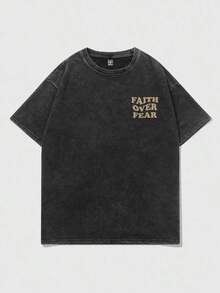 Men's/Adult/Teen Avant-Garde Printed T-Shirt, Summer Casual Short-Sleeved Streetwear, 100% Cotton Wash T-Shirt - Black - View 3