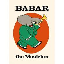 卡通大象巴巴尔家庭汽车可爱瑜伽动漫海报和印刷品帆布印刷墙壁艺术画儿童房装饰可选框架 - 彩色 - 查看 24