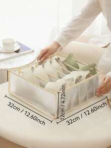 1 件/2 件白色/灰色/米色/粉色内衣收纳盒 - 6 格内衣收纳盒、可折叠内衣隔层收纳盒、衣柜收纳隔层、家用胸罩抽屉收纳盒