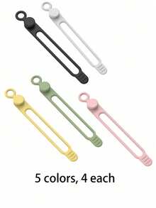 5/25pcs Silicone Cable Ties, Reusable For Earphones, Phone Chargers, Mice, Audio Devices, Computers, Suitable For Home, Office, Kitchen, School (5 Colors) - Multicolor - View 12