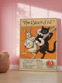 1pc Music Wall Decor, Black Cat Wall Decor Prints, Concert Poster, Funny Cat Poster, Vintage Music Wall Art, Fashion Wall Decor For Living Room, Bedroom, Dorm, Apartment, Dining Room, Kitchen And Other Modern Home Decor, Unframed