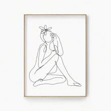 1 件现代简约裸体女性线条艺术帆布印刷抽象女性人体绘画墙面艺术海报卧室装饰可选画框 - 彩色 - 查看 27